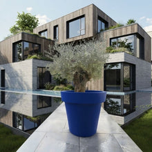 Load image into Gallery viewer, Dark Blue Biggie extra large plant pot with architectural matt finish — shatterproof commercial-grade outdoor planter, Made in the UK