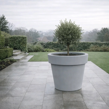 Load image into Gallery viewer, Light Grey Biggie extra large plant pot 100cm wide — shatterproof MDPE tree planter, stackable and easy to transport, Made in the UK