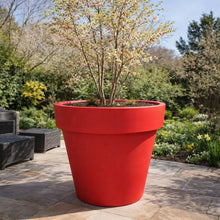 Load image into Gallery viewer, Red Biggie extra large plant pot 100cm wide — shatterproof MDPE prevents cracking and root-bursting, stackable and easy to transport