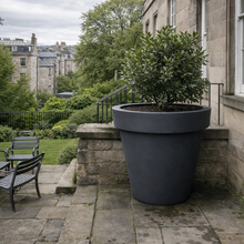 Load image into Gallery viewer, Anthracite Grey Biggie extra large plant pot with matt finish — frost-proof UV-resistant outdoor planter, designed and Made in the UK
