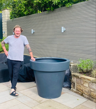 Load image into Gallery viewer, Anthracite Grey Biggie extra large plant pot 100cm wide — crack-proof lightweight alternative to concrete, stackable and export-ready
